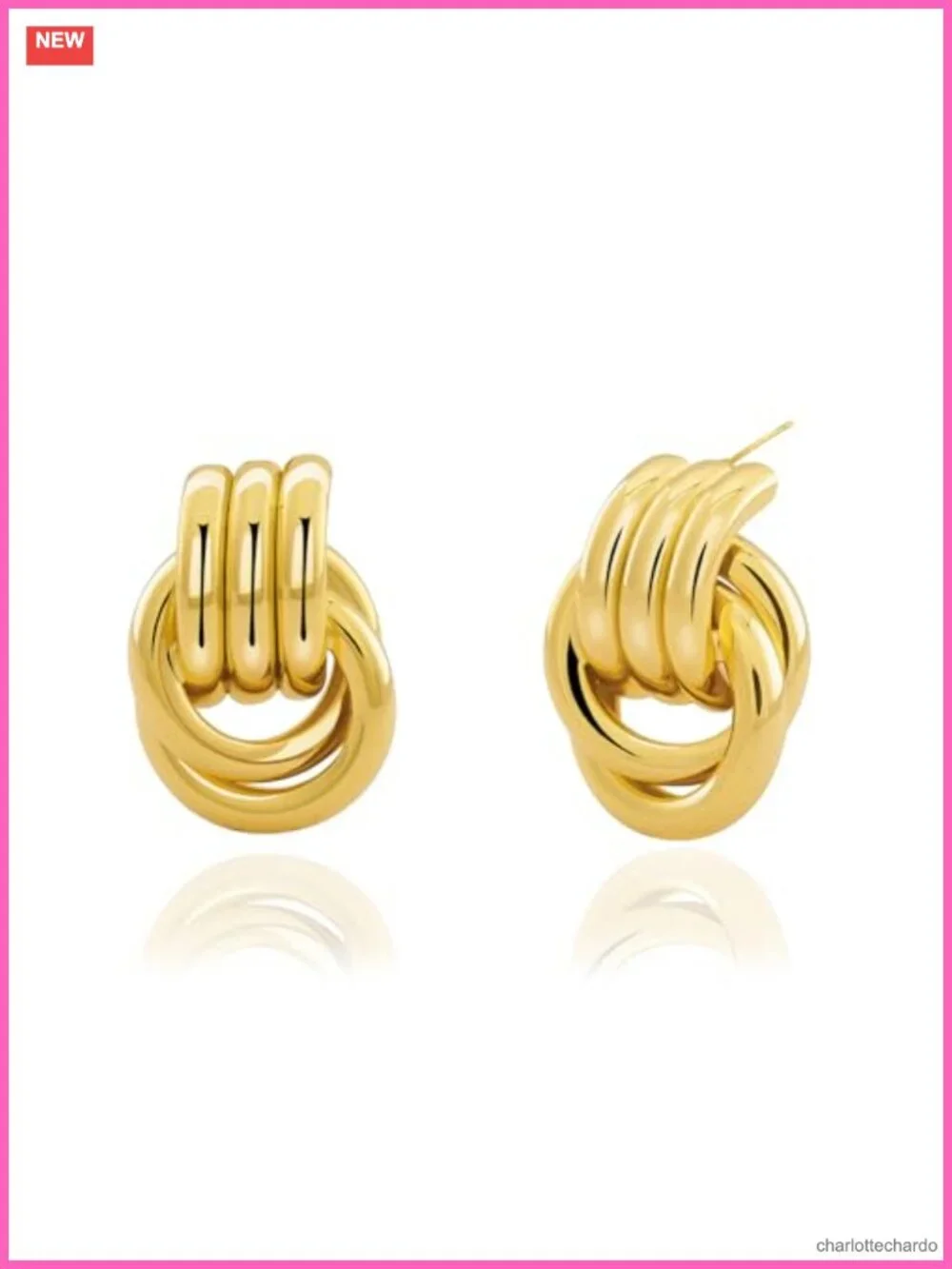 Small Chunky Knot Earrings 14K Gold Plated Dangle Drop Hypoallergenic